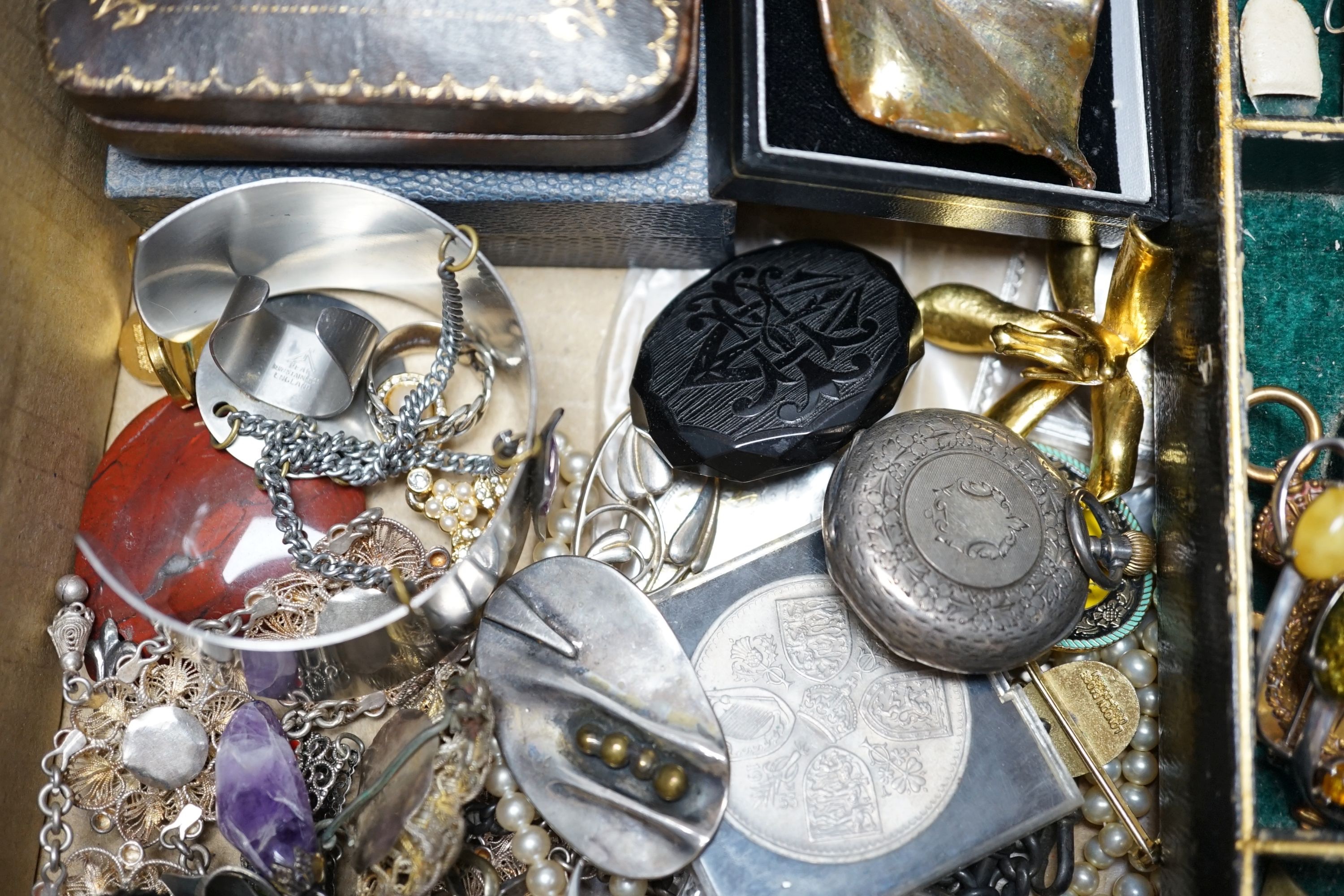 A Norwegian gilt 925 and enamel set bracelet 19cm and a quantity of assorted costume jewellery etc.